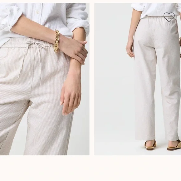 NWT J. Crew Linen-blend slim wide-leg drawstring pant - Picture 2 of 9